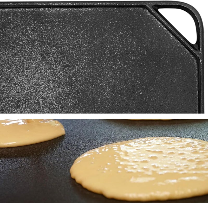 Brightalk Cast Iron Reversible Grill/Griddle, 10.5-Inch Double Handled Cast Iron Stovetop Grill/Griddle - Image 3